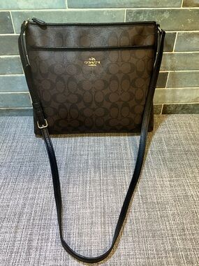 Coach Brown Signature Crossbody with Black Trim